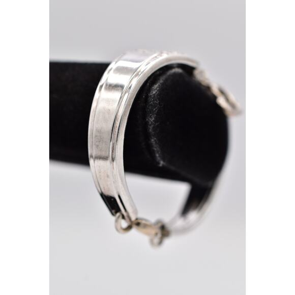 Vintage Precious Spoon Handle Small Bangle Bracelet Silver Tone Heart Charm Bin2 - Picture 4 of 12